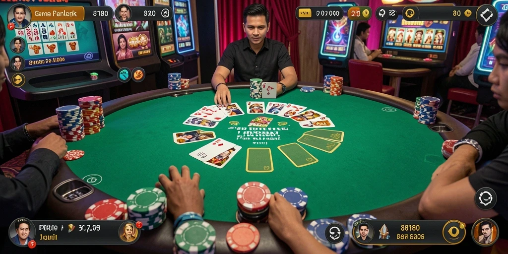Tampilan menarik dari gameplay Poker di aplikasi 8180.