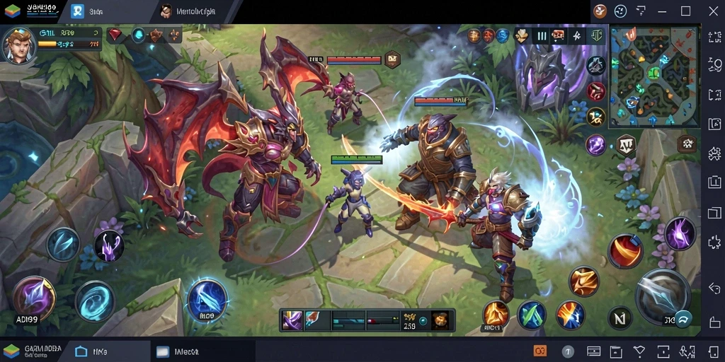 Tampilan utama gameplay ADI99 dengan karakter yang beraksi di arena.