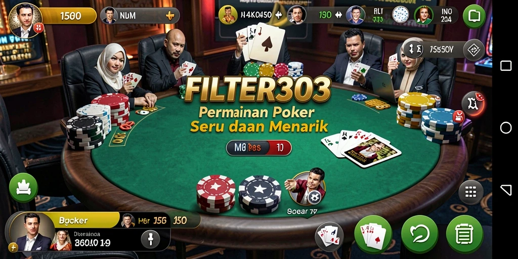 Tampilan gameplay FILTER303 yang realistis dan menarik di dunia poker.