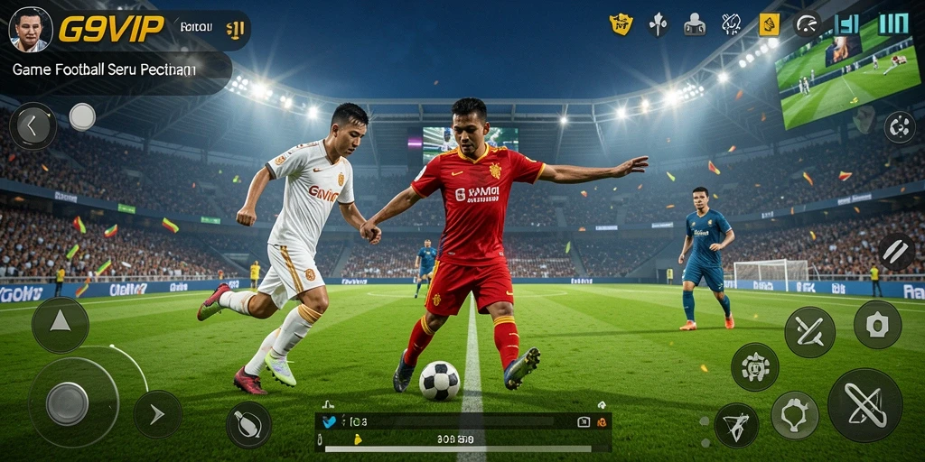 Tangkapan layar G9VIP menampilkan aksi seru pertandingan sepak bola.