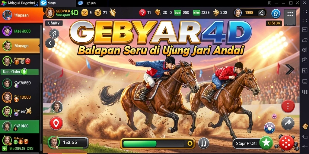 Screenshot utama GEBYAR4D menampilkan aksi balapan yang mendebarkan dengan grafis yang menawan.