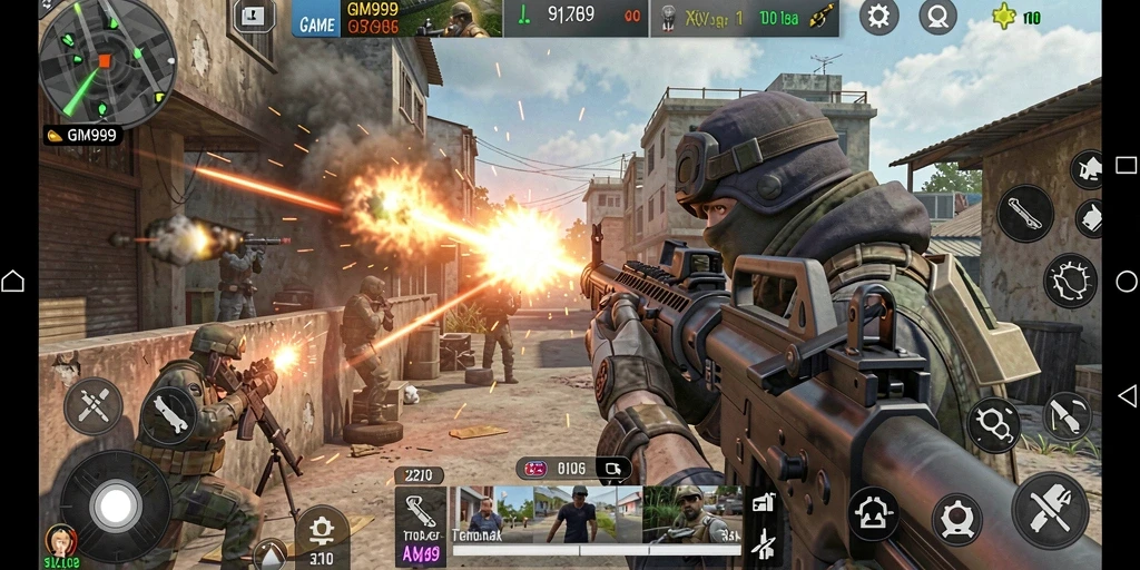 Tampilan aksi seru dalam gameplay TPS GIM999.