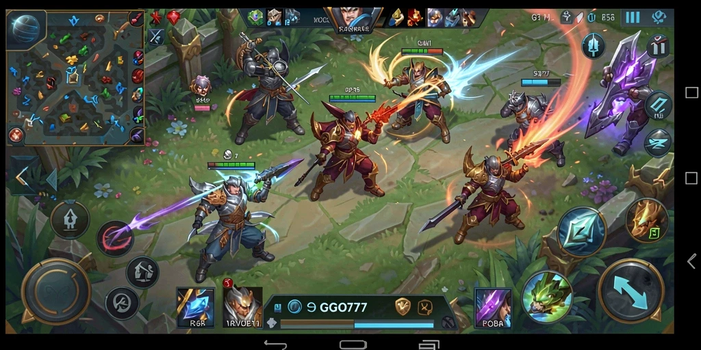 Screenshot gameplay GOGO77 yang menampilkan pertarungan seru di arena.