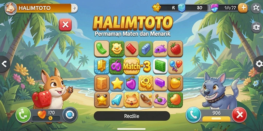 Gameplay seru HALIMTOTO dalam aksi permainan Match-3.