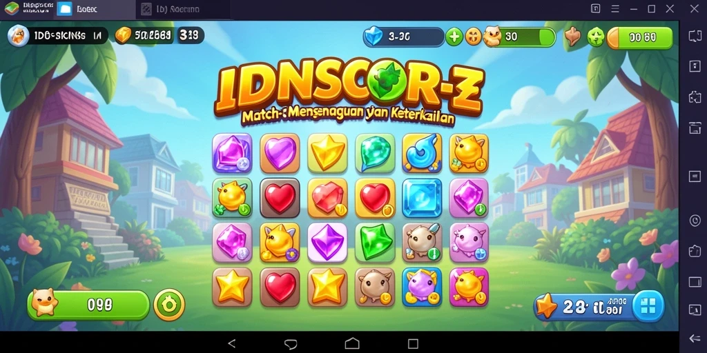 Tampilan menarik dari gameplay match-3 di IDNSCORE.