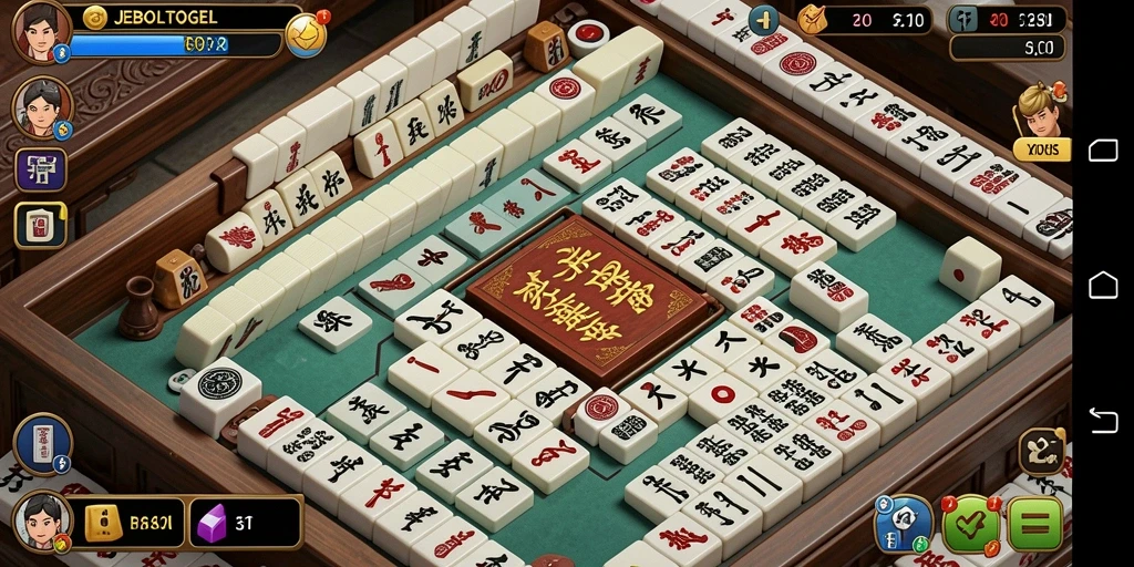 Tampilan gameplay Mahjong yang menegangkan di JEBOLTOGEL.