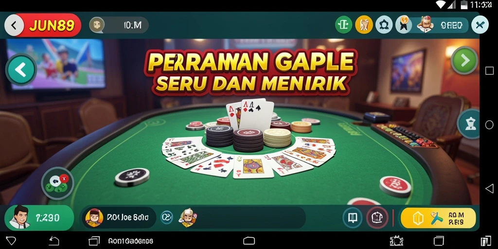 Tampilan gameplay Gaple JUN88 yang seru dan interaktif.