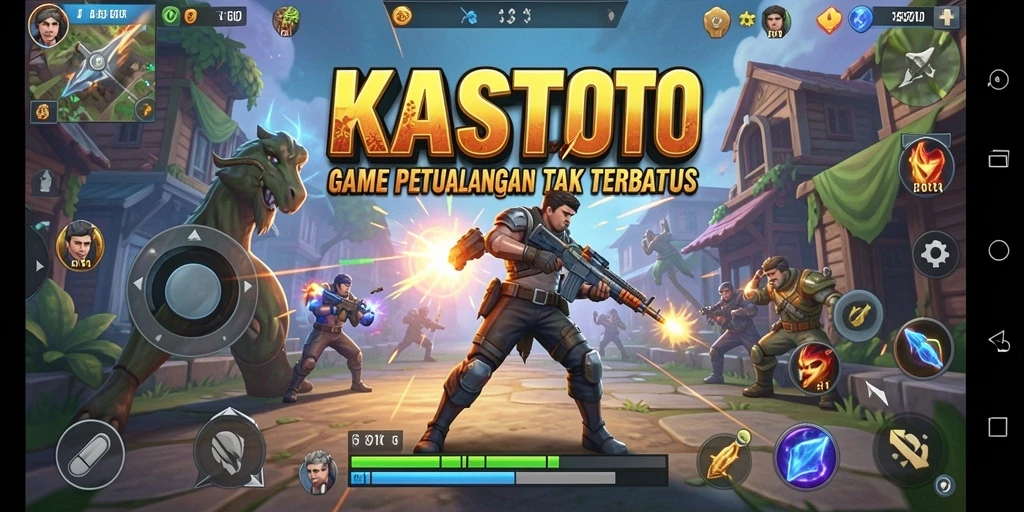 Tangkapan layar gameplay KASTOTO menampilkan aksi seru dalam pertempuran.