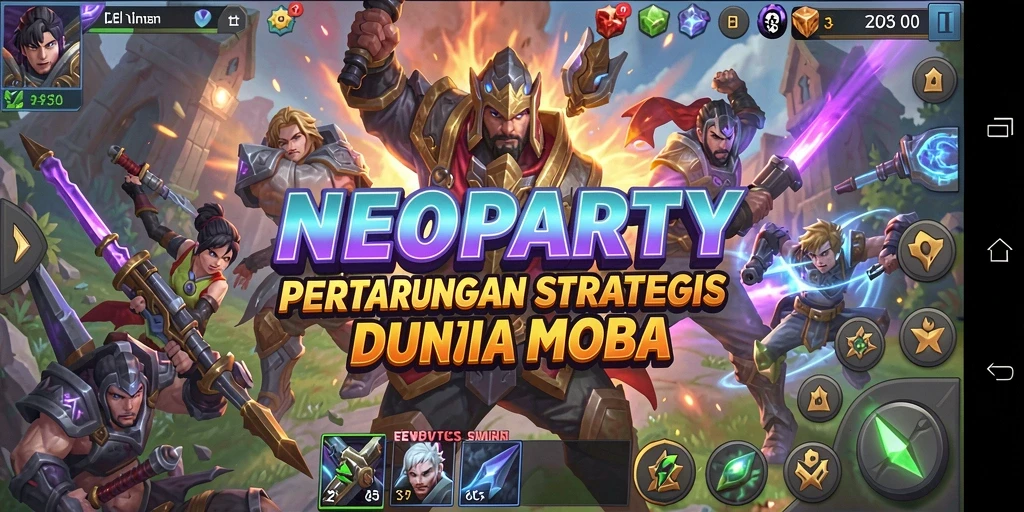 Gameplay seru NEOPARTY dengan aksi MOBA yang intens.