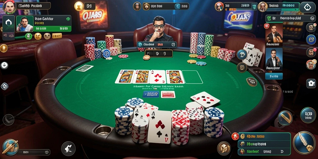 Tampilan gameplay OJA89 dengan suasana penuh tantangan dan keseruan poker.