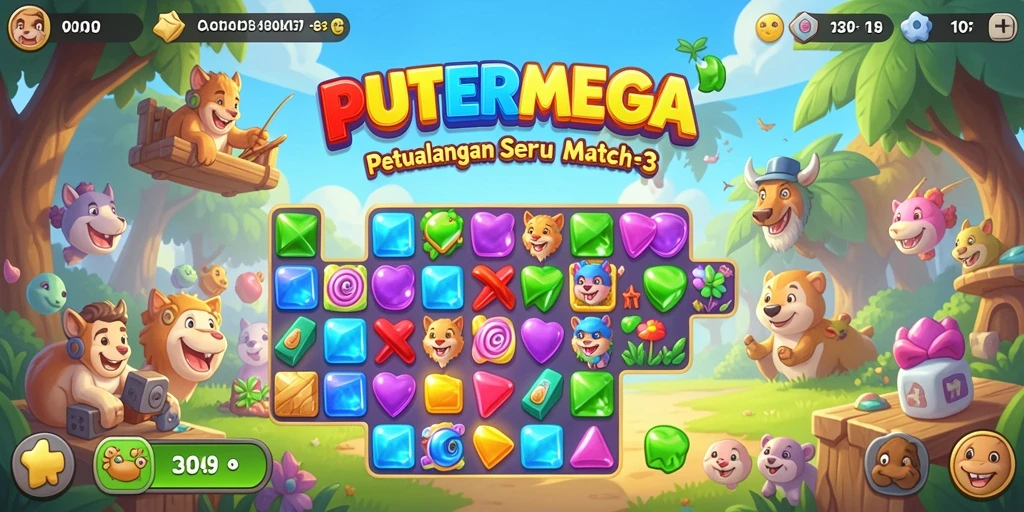 Tampilan gameplay PUTERMEGA yang seru dan penuh warna.