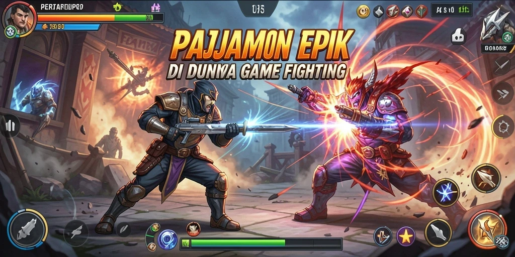 Tampilan gameplay seru dalam RAJAMPO dengan pertarungan yang mendebarkan.