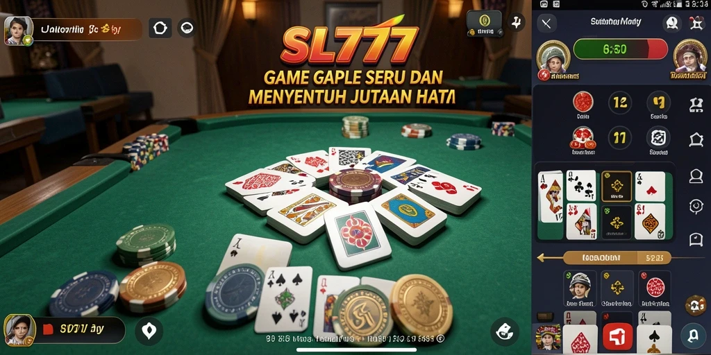 Screenshot gameplay SL777 menunjukkan suasana seru permainan Gaple.