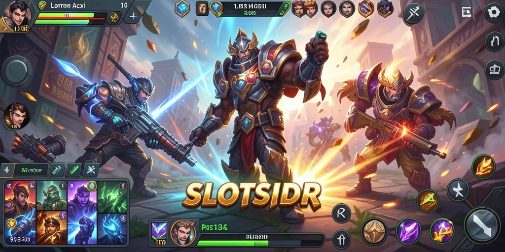 Tampilan aksi seru dalam permainan MOBA SLOTSIDR.