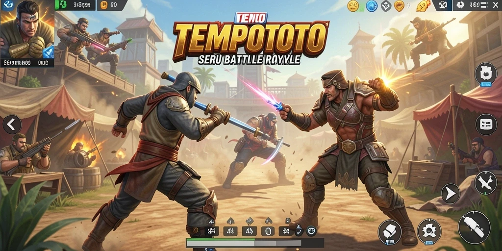 Gameplay seru TEMPOTOTO memperlihatkan pergulatan di medan perang Battle Royale.