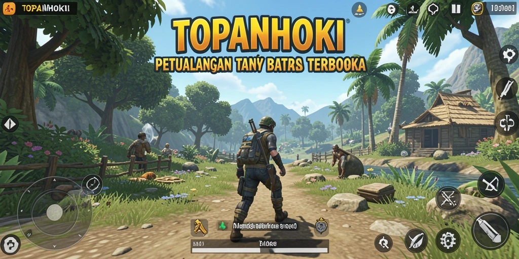 Tampilan gameplay <strong>TOPANHOKI</strong> menunjukkan dunia terbuka yang luas dan beragam.