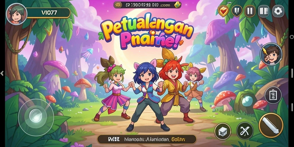Gameplay VIO77 yang penuh warna dan karakter animasi menarik.