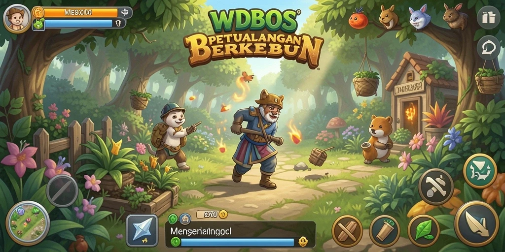 Tampilan gameplay WDBOS dengan beragam tanaman dan kebun yang subur.