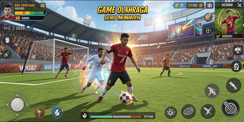 Screenshot gameplay WG87 menampilkan aksi seru dalam berbagai olahraga.